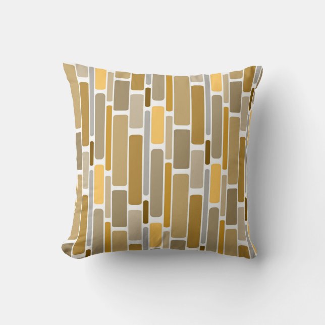 Coussin Retro Orange Brown and  Gold Blocks (Recto)