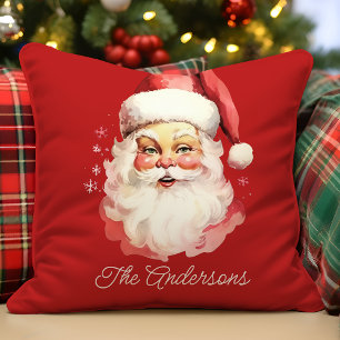 Coussin Rétro Père Noël Vintage Rouge Noël