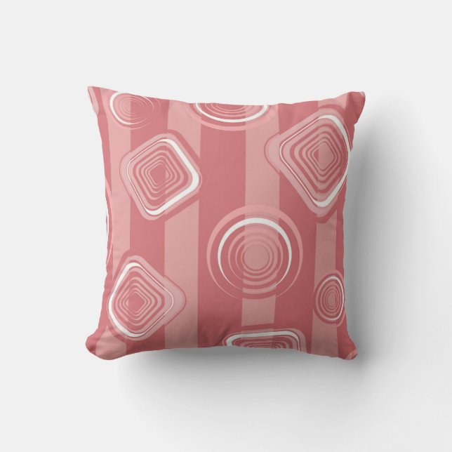 Coussin “Retro Pink Geometric Pattern” Throw Pillow (Recto)