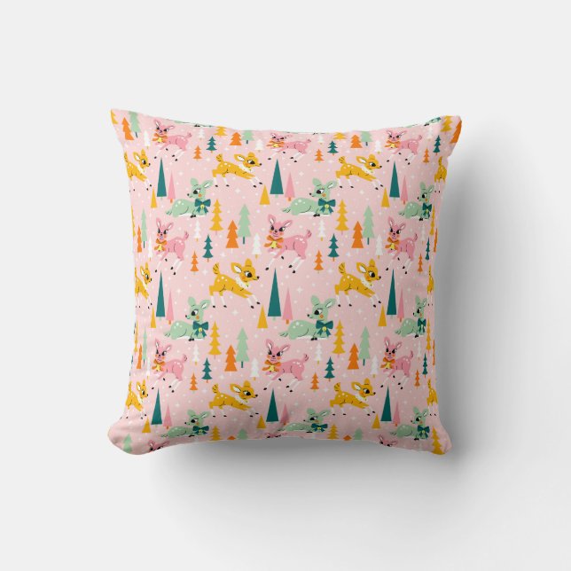 Coussin Retro Reindeer Wonderland Motif de vacances (Recto)