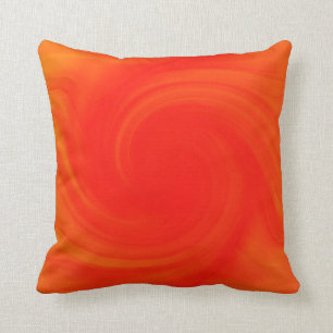 Coussin Rétro remous orange et rouge peignant l'art