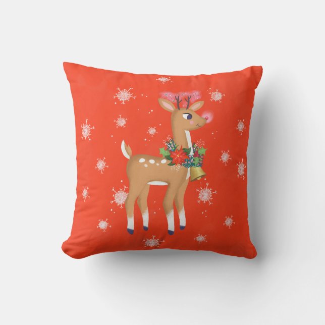 Coussin Retro Rudolph L'oreiller à lancer de rennes (Recto)