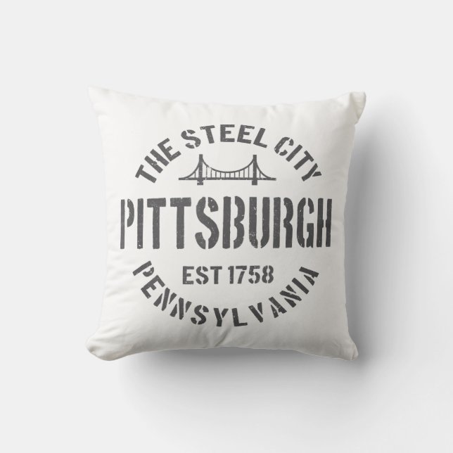 Coussin Retro Steel City Pittsburgh Pennsylvania Yinz vint (Recto)