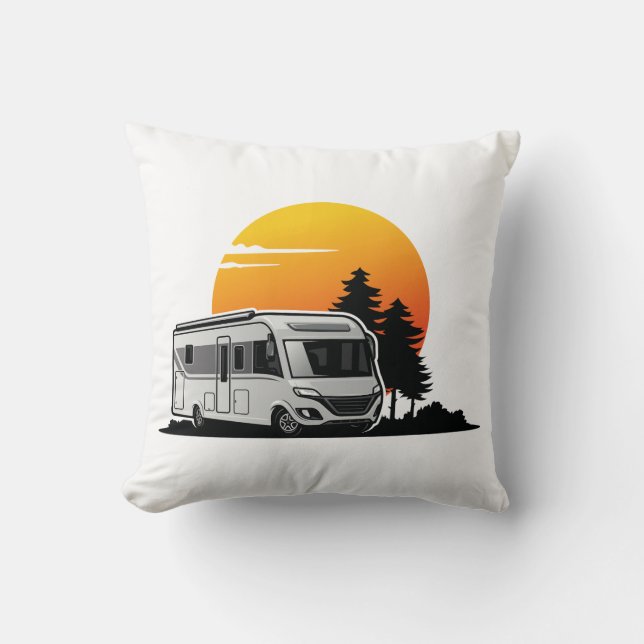 Coussin Retro Sunset RV Motorhome Propriétaire Cadeau, voi (Recto)