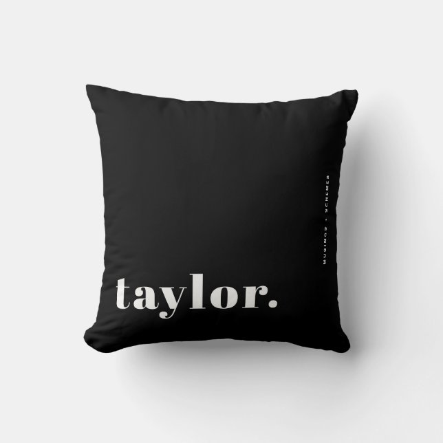 Coussin Retro Typography Black and White Personalized (Recto)