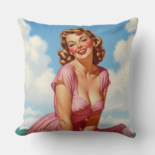 Coussin Retro Vieux Hollywood Glamor Blonde Femme Pin-up A