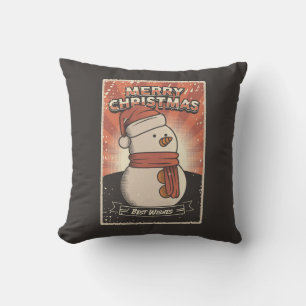Coussin Retro Vintage Man Cave Christmas Snowman