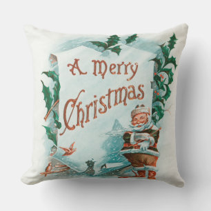 Coussin Retro Vintage Noël Cool Père Noël Salutation