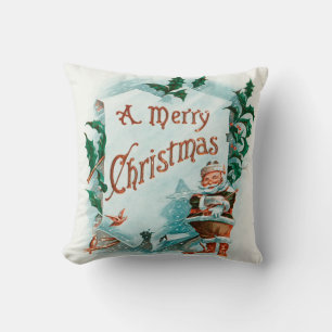 Coussin Retro Vintage Noël Cool Père Noël Salutation