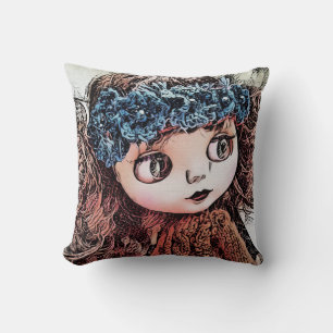 Coussin Retro vintage poupée grunart mignon amusant style 