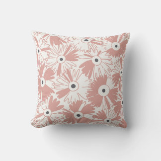 Coussin Retro Wildflower & Diamond Grid Reversible Pink