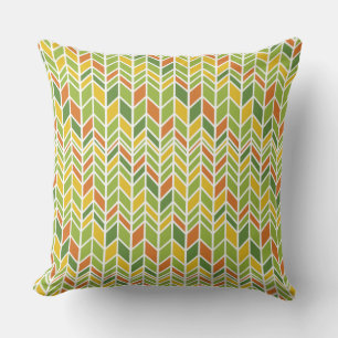 Coussin Rétro Zig-Zag Orange & Green Chevron