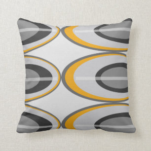 Coussin Rétros carreaux ovales - or, noir et gris