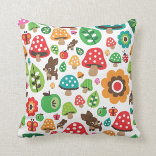 Coussin Rétros cerfs communs de polka de fleur butterfy
