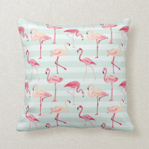 Coussin Rétros Flamants roses sur les rayures en bon état
