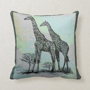 Coussin Rétros girafes africaines rares dans la conceptio