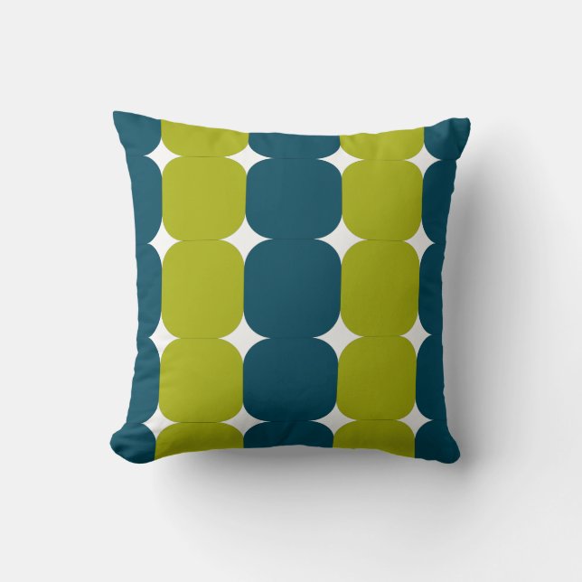 Coussin Rétros Teal et Chartreuse (Recto)
