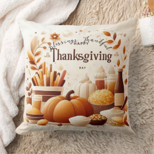 Coussin Réunions pleines de gratitude : un jour de Thanksg