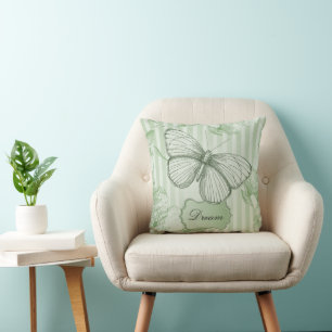 Coussin Rêve de rayures de papillon à la menthe