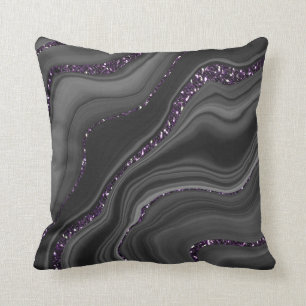 Coussin Rêve d'Parties scintillant d'Agate blanc gris-noi
