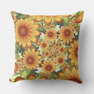 Coussin Rêve Floral, Art Fractal Moderne Abstrait Fleur