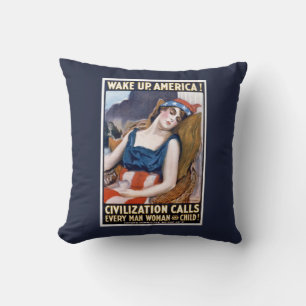 Coussin Réveillez-vous l'Amérique ! Art de la liberté patr