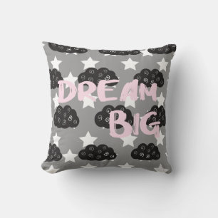 Coussin Rêver Grand Gris et Brosse Blush Script Jeter Orei