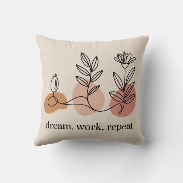 Coussin Rêver. Travailler. Répéter (Verso)