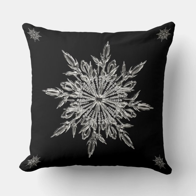 Coussin Réversible bling de flocon de neige de Noël (Recto)
