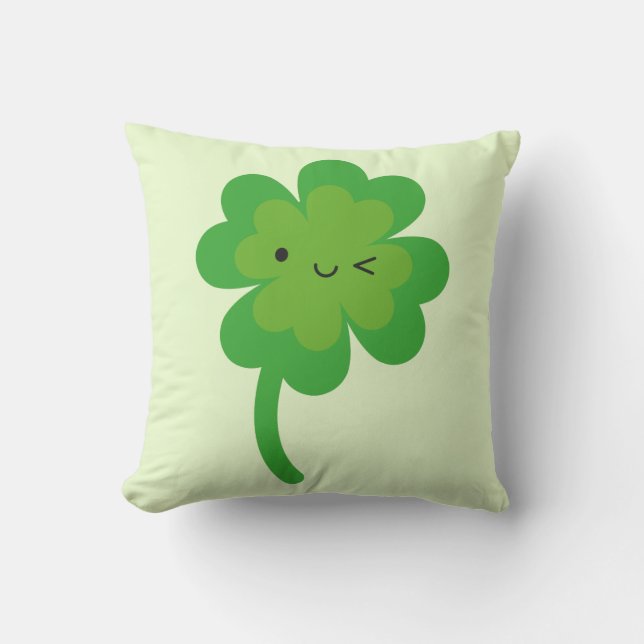 Coussin Réversible chanceux de trèfle de quatre feuilles (Recto)