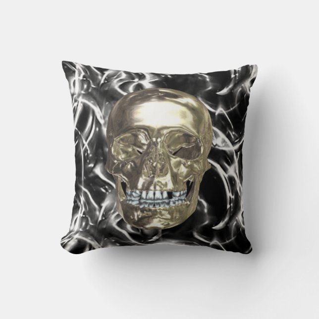 Coussin réversible crâne Chrome électrique (Recto)