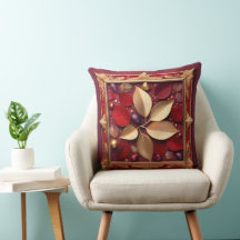 Coussin réversible de Noël Poinsettia