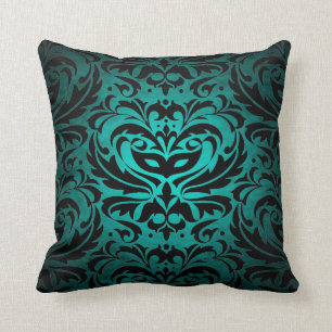 Coussin réversible de rouleau turquoise noir de