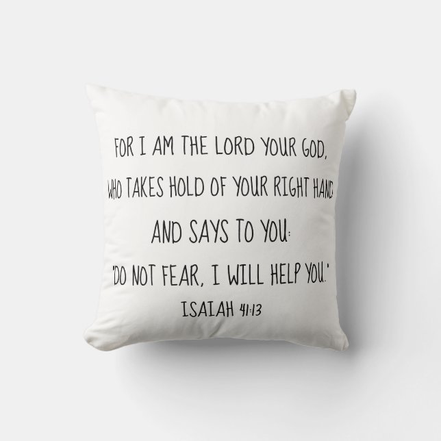 Coussin Réversible d'impression de vers de bible de 41:13 (Recto)