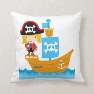 Coussin Réversible d'oreiller de pirate de fille d'ARG