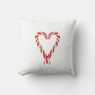 Coussin réversible en forme de cœur et de canne de