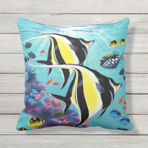 Coussin Réversible hawaïen de poissons d'ange de crique 
