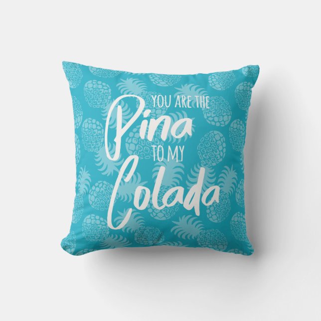 Coussin Réversible turquoise d'ananas hawaïen de Pina (Recto)