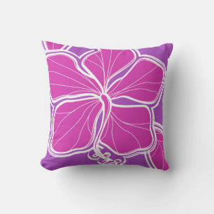 Coussin Réversible violet hawaïen de ketmie de Kailua