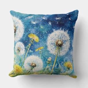 Coussin Rêves de pissenlit à l'aquarelle Géométrique Flora