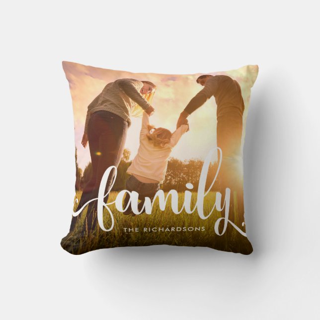 Coussin Revêtement blanc tendance | Votre photo de famille (Recto)