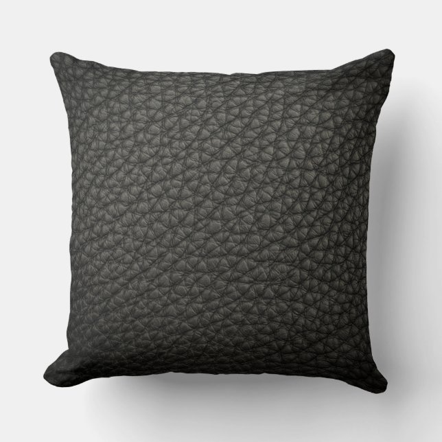 Coussin Revêtement en cuir noir de charbon de bois Imprime (Recto)