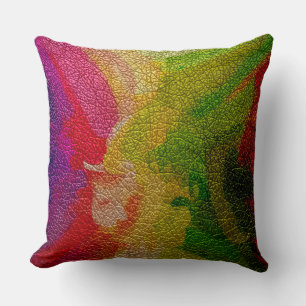 Coussin Revêtement rose et vert en cuir