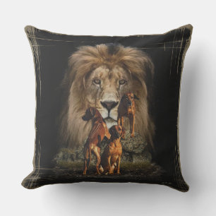 Coussin Rhodesian Ridgeback avec Lion