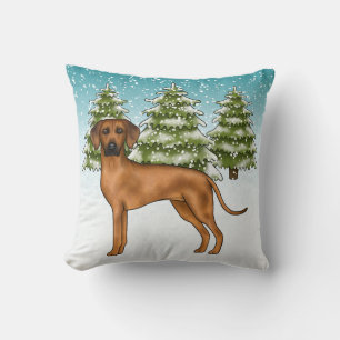 Coussin Rhodesian Ridgeback Lion Dog Snowy Winter Forest