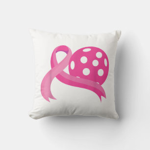 Coussin Ribbon Coeur Rose Cute Pickleball Cancer du sein A