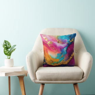 Coussin Riche Marbre Abstrait de Teinte de Bijou Coloré av