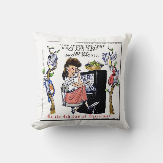 Coussin Rick London Ernestine appelle les oiseaux Noël (Recto)
