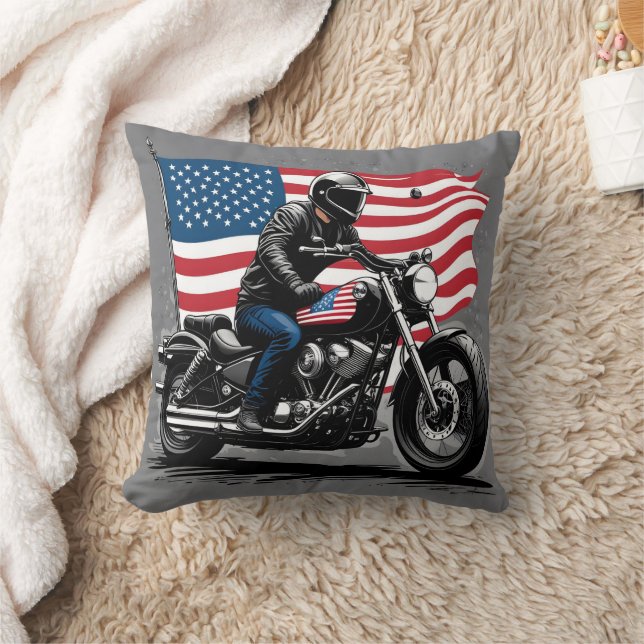 Coussin Rider croisière avec fierté sous le drapeau améric (Couverture)