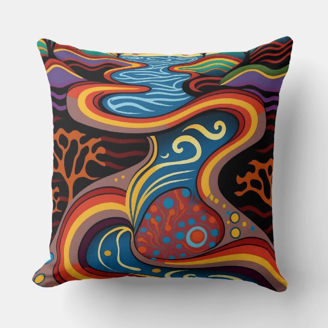 Coussin Rivière, autochtone, rêveur. (Recto)